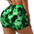 thumbnail image 1 of Fotbe Green Tie Dye Shorts Sin Costuras – Shorts Deportivos de Cintura Alta para Mujer, Elásticos para Gimnasio, Yoga, Running o Ciclismo-Small, 1 of 8