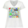 thumbnail image 3 of Inktastic 100 Days of School Colorful Stars Women's Plus Size V-Neck T-Shirt, 3 of 5