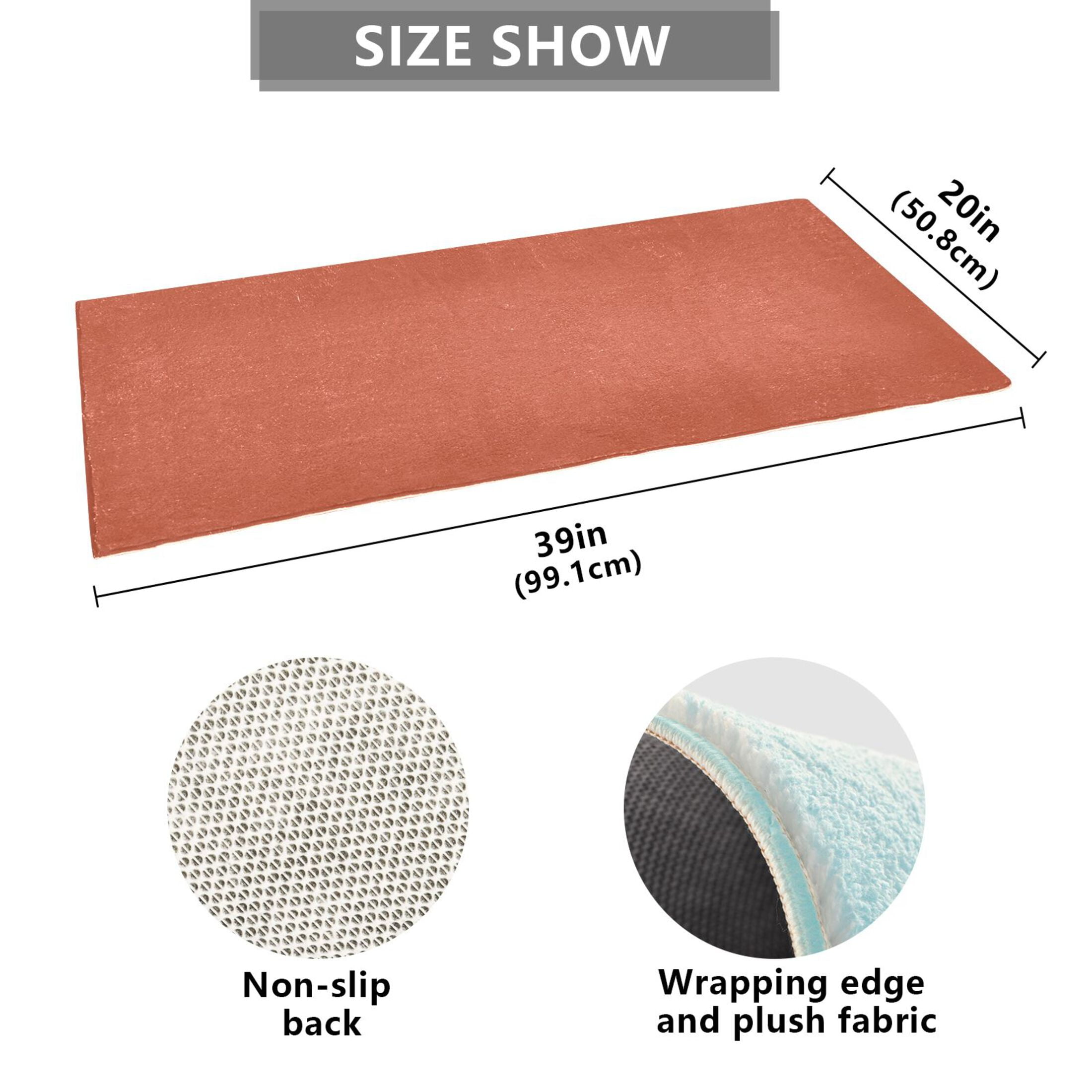 Rust Red Bath Mat 39x20 Non-Slip Bathroom Rugs Absorbent Soft Plush Quick Dry for Tub Shower Kitchen Home Decor