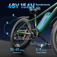 thumbnail image 4 of Bicicleta Eléctrica de Montaña para Adultos AMYET EB26, Motor 1000W, Batería 48V 15Ah, 26 Pulgadas, Verde, 4 of 11