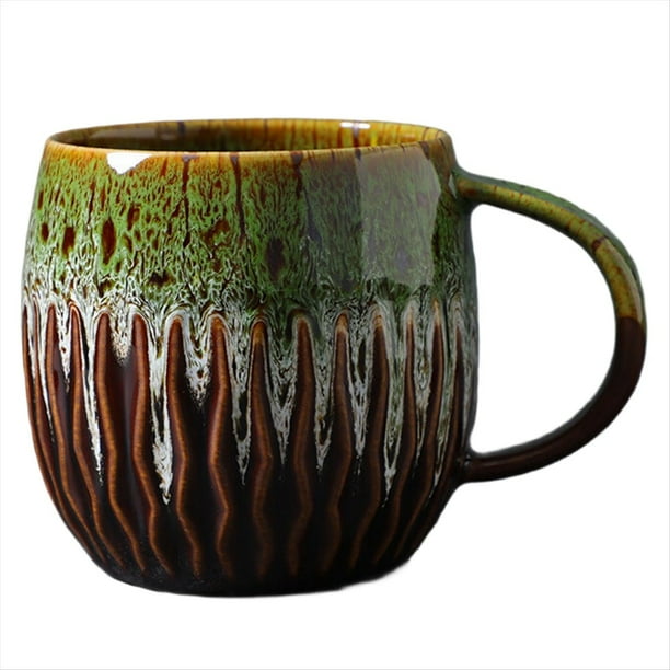 de Café - de Cerámica con Aspecto Artesanal, de Té Grande, Apta para Microondas y Lavavajillas A