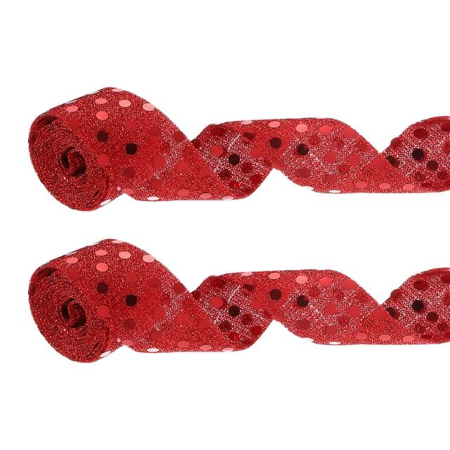 2 rollos de cinta brillante de 1" x 1 yarda, cintas de tela para envolver, roja