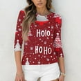 thumbnail image 6 of Fabrcox S-5xl Christmas Snowflake Printed T Shirts for Women Xxl Plus Size 3/4 Sleeve Tops Round Neck Holiday Tunic Lightweight Basic Tops Wine 3XL, 6 of 6
