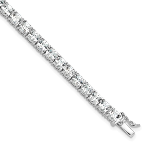 Auriga Fine Jewelry 925 Sterling Silver Rhodium-plated Polished CZ Tennis Bracelet 8inch for Women