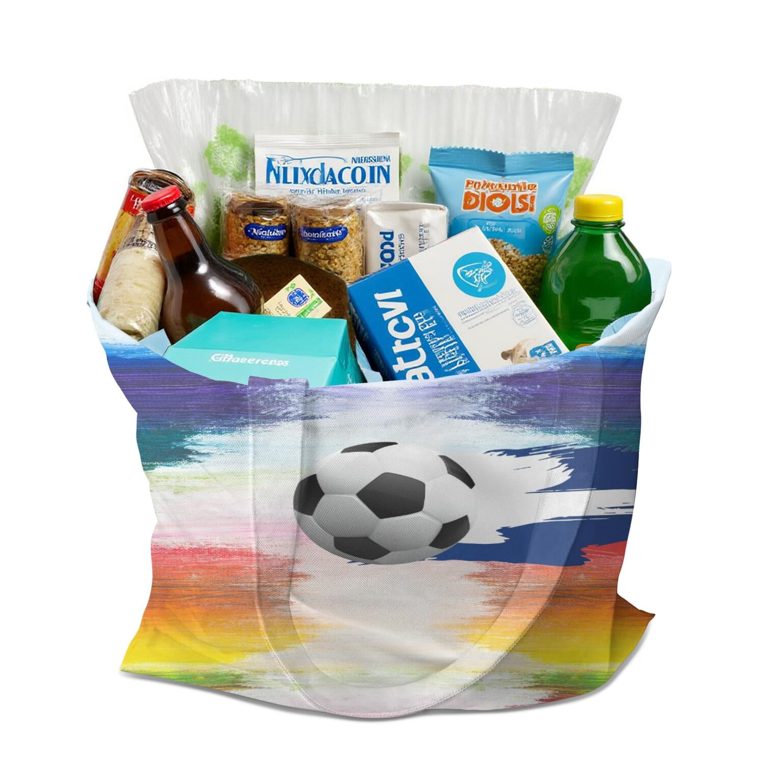 Player Sports Canvas Tote Bag – Baseball Football Soccer Basketball Print Reusable Tote Bag, Kids Boys Teen Athlete Team Competition Play Training Softball Volleyball Tennis Golf