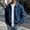 Navy, variant on Jjayotai Men's Zip Up Jacket Collared Bomber Sleeve Pocket Utility Outerwear Casual Loose Fit Fall Winter Streetwear Ribbed Cuffs