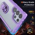 thumbnail image 3 of Dteck for Samsung S24 Ultra Case, Shockproof Crystal Clear Anti-Yellow Heavy Duty Acrylic Protective Phone Case with Magnetic Kickstand Cover, Purple, 3 of 7