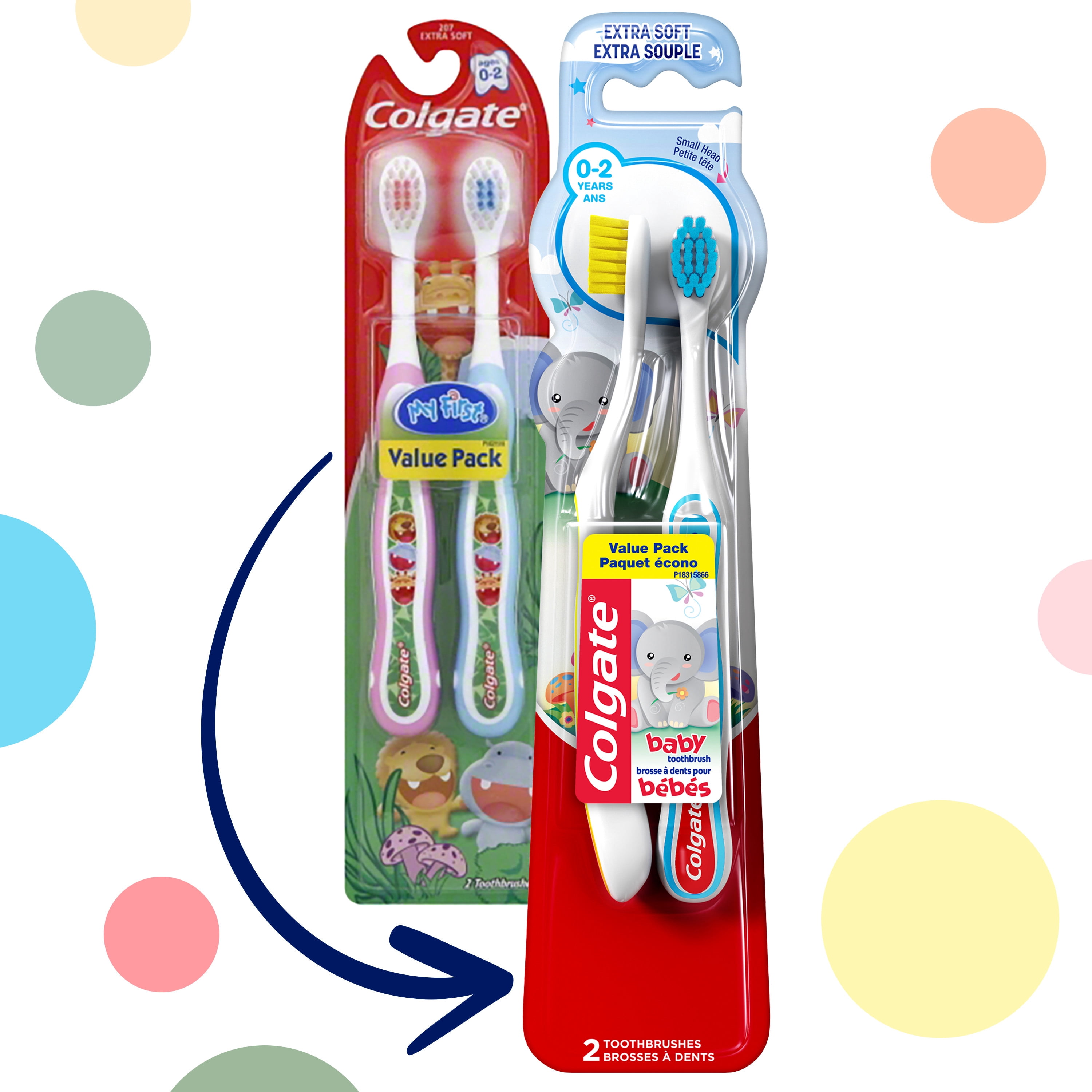 Colgate Kids Extra Soft Baby Toothbrush Pack, 2 Count