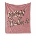 thumbnail image 1 of Ooh La La Soft Flannel Fleece Throw Blanket, Floral Vintage Layout with Typography Feminine and Styling, Cozy Plush for Indoor and Outdoor Use, 50" x 60", Dried Rose Pale Peach, by Ambesonne, 1 of 6
