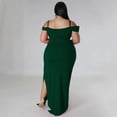 thumbnail image 6 of AURA Women Sexy V Neck High Slit Maxi Dress Spaghetti Strap Ruffle Party Club Dress, 6 of 7