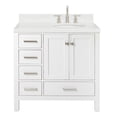 thumbnail image 2 of Ariel Cambridge 36 Inch Single Right Offset Oval Sink Bathroom Vanity With Carrara White Quartz Countertop 1.5 Edge In White, 2 of 10