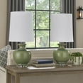 thumbnail image 7 of Kela 28 Inch Table Lamp Set of 2, Green Ceramic Pot Base, White Shade, 7 of 7