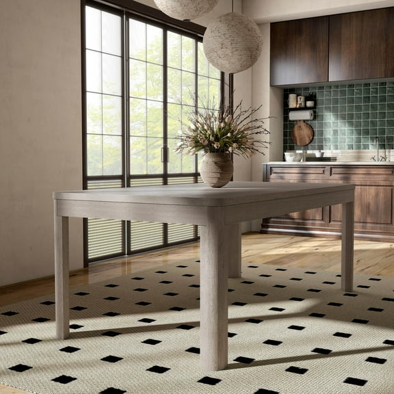 Furniture of America Boone 78" Rectangle Solid Wood Dining Table, Natural Oak