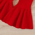 thumbnail image 5 of Mercatoo Toddler Baby Girl Valentine's Day Outfits Valentines Long Sleeve Crewneck Sweatshirt Ribbing Flare Pants 2Pcs Set, 5 of 7