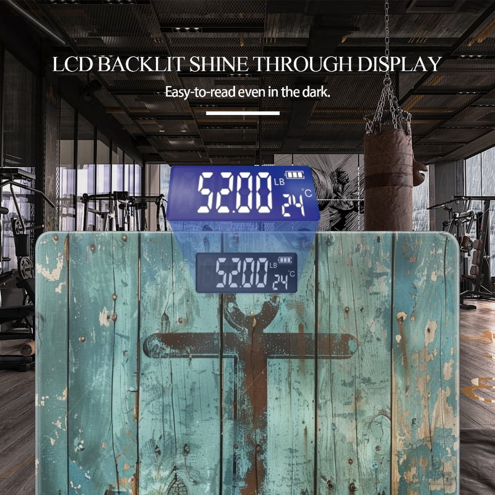 High Precision Body Weight Scale Smart Bathroom Scales with Large LCD Display(400lbs),Decorative for Bedroom-Rustic Anchor With Teal And Brown Textures