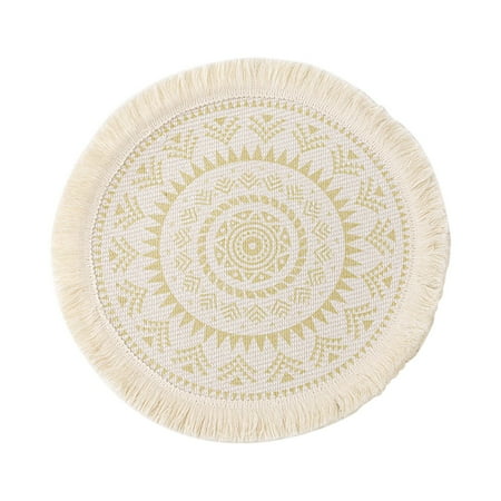 

Jannly Placemats Light Luxury Woven Cotton Meal Pad Fabric Tassel Heat Insulation Pad Anti Scald Pot Pad Household Decorative PadTable Placemats Woven Placemats Promotion Sale