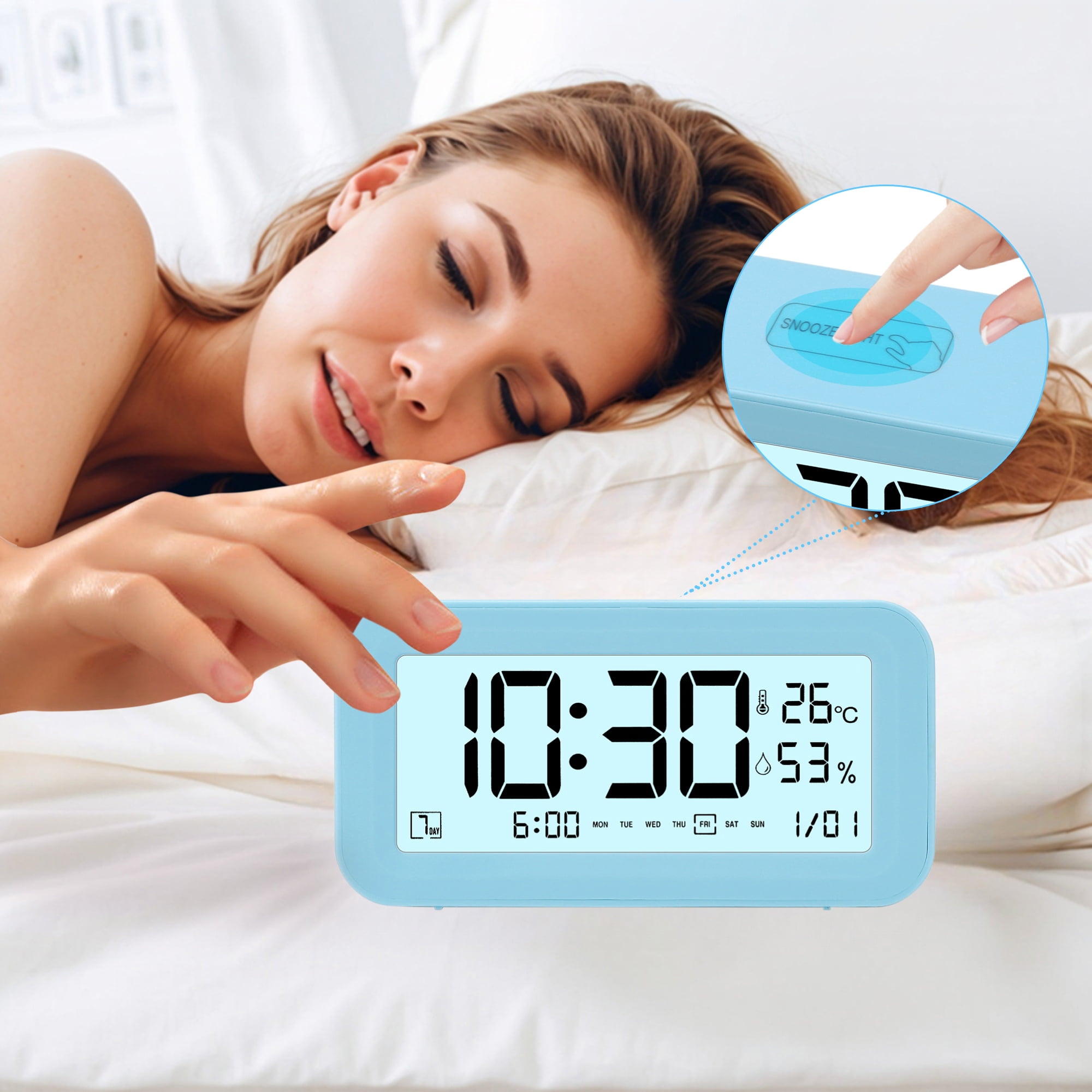 Unique Bargains Adjustable Volume Electric Alarm Clock Purple 5.7"L x 2.0"W x 3.3"H