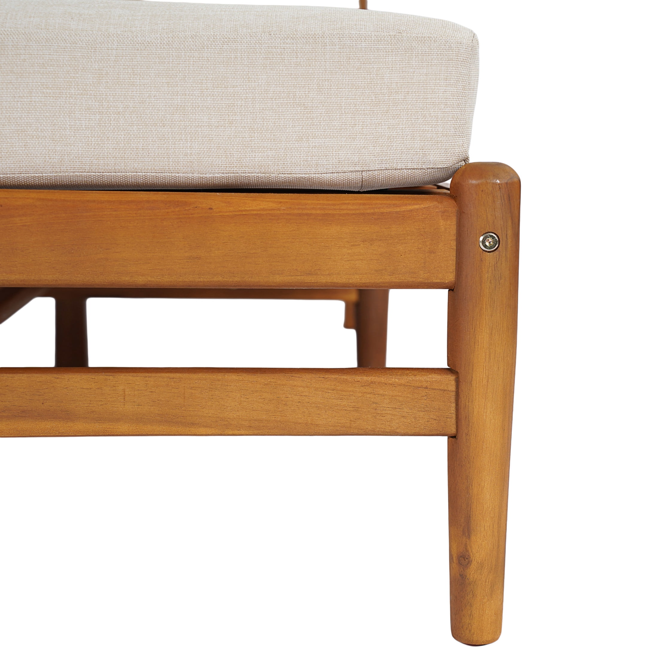 Christopher Knight Home Outdoor Chaise Lounge, Acacia Wood with Woven Rope, Beige Cushions, Teak