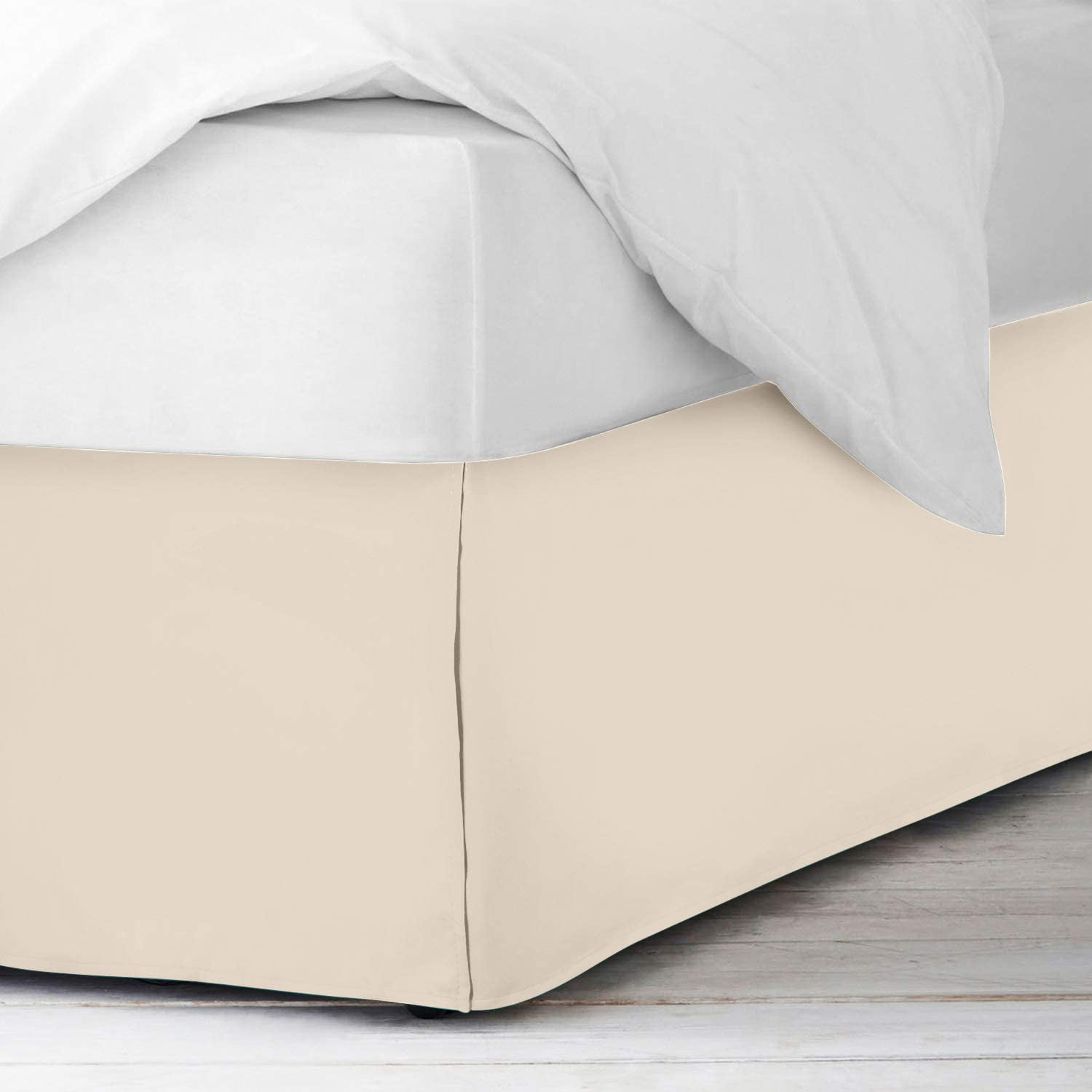 Soft & Durable 600-Thread Count PIMA Cotton Bed Skirt, Pleated, 20" Drop – 1-PC Queen (60" x 80") Size, Dust Ruffle/Bed Skirt, Queen, Solid Ivory