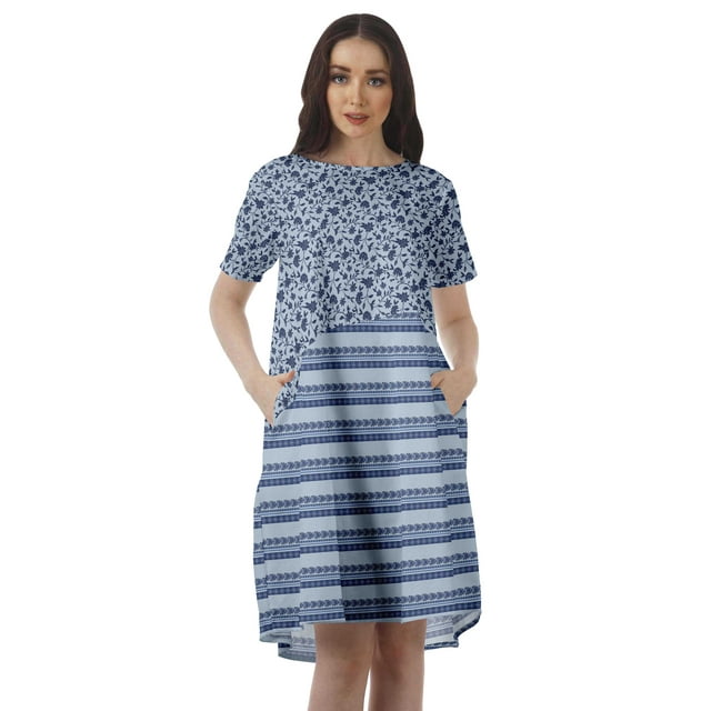 Moomaya Robe Tunique en Coton Flex pour Femmes Manches Courtes Vêtements d'Été