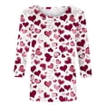 thumbnail image 4 of Penkiiy Chemises de la Saint-Valentin pour Femmes Décontractées Manches 3/4 Col Rond Blouses Imprimé Mignon Tuniques Tops 2025 4TG Multicolore, 4 of 5