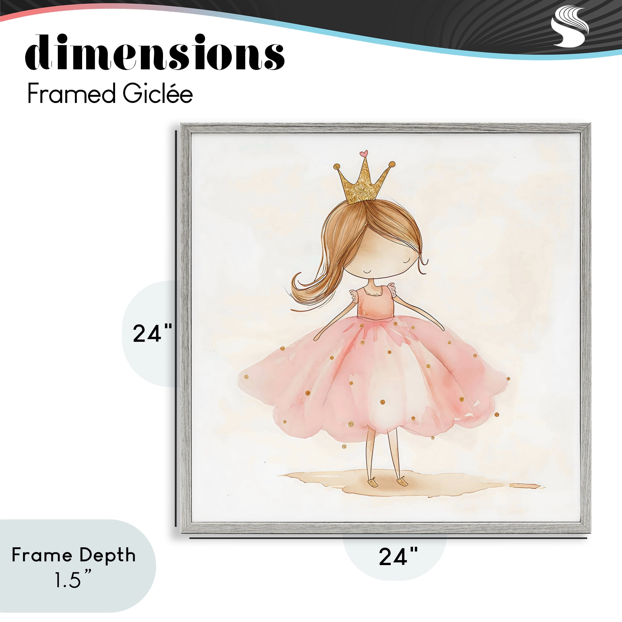 Stupell Industries Little Princess with Crown Gray Framed Giclee Art, design by Creative Studio