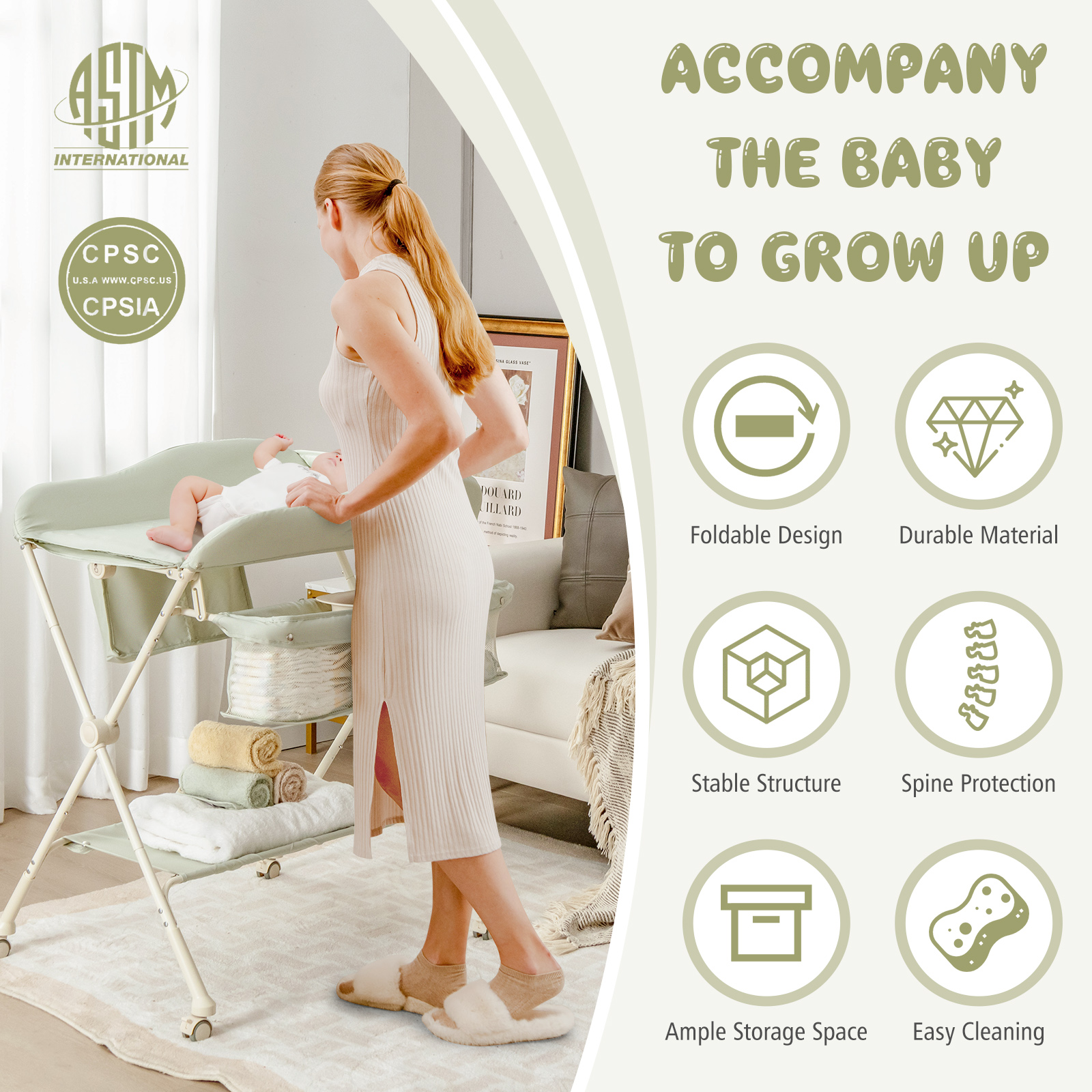 Infans Baby Diaper Changing Table Folding Newborn Nursery Organizer W/Water Basin Wheel