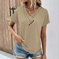 thumbnail image 2 of ZyeKqe Women Short Sleeve Shirts Casual V Neck Top Solid Color Casual Loose BlousesTrendy Clothes, 2 of 6