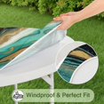thumbnail image 5 of Teal Marble Gold Line Pattern Round Fitted Tablecloth with Elastic Edge,Dining Table Cover Waterproof,Outdoor Round Tablecloth for Camping,Dining,Indoor and Outdoor, 5 of 7