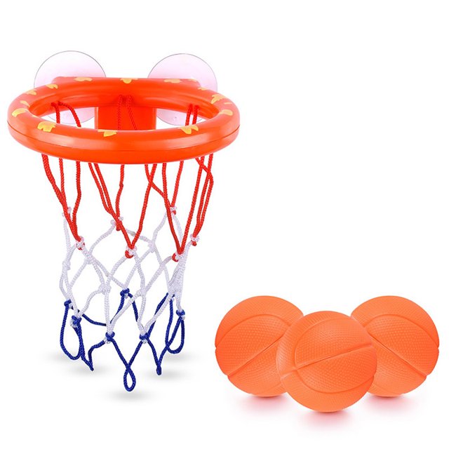 Juego de aro de baloncesto y pelotas de juguete de baño divertido para niños y niñas Juego de juguetes de baño para niños y niños pequeños 3 pelotas incluidas JAMW Sencillez