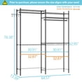 thumbnail image 3 of Heavy Duty Laundry Shelf, 5-Tier Over Washer Dryer Organizer with Wire Basket & Hanging Hook, Adjustable Drying Rack for Bathroom Bedroom, Black, 3 of 6