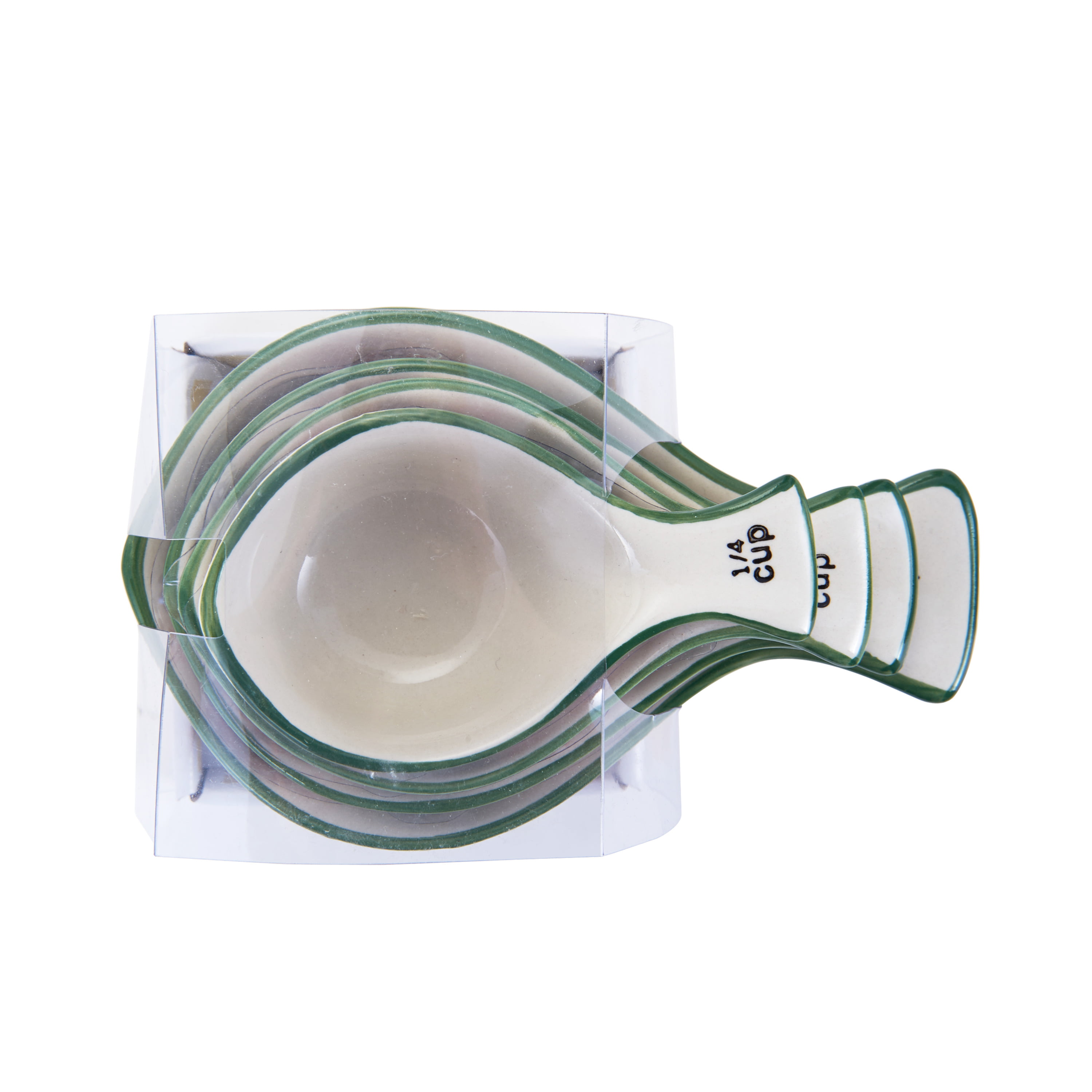 Pfaltzgraff Pink/Green Ceramic Measuring Cups Set of 4 