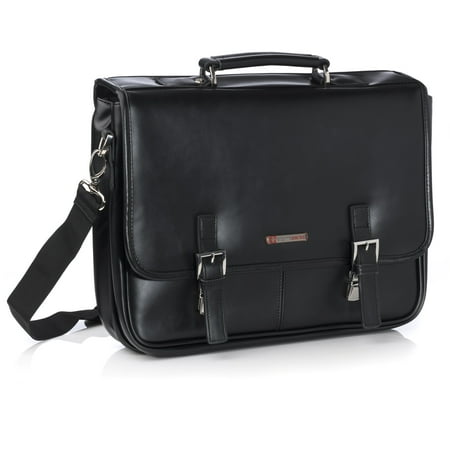 - Alpine Swiss Hunter Leather Briefcase Professional Messenger Bag Business Case Black One Size