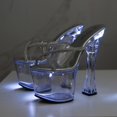 thumbnail image 3 of Women's Platform Sandals Thick Heels Night Club Shoes Luminous Shoes Catwalk Pole Dance Crystal Sole 17cm LFD-10367-A24, 3 of 7