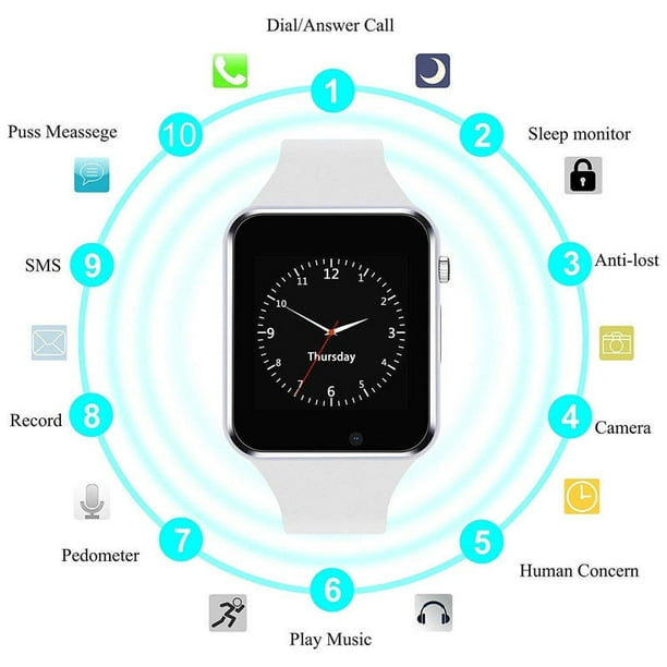 Smart Wrist Watch Bluetooth GSM Phone for Android Samsung iPhone Color black Walmart