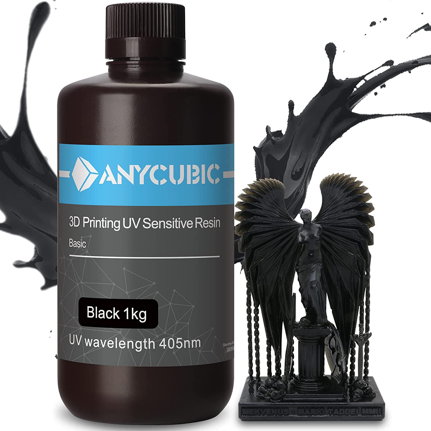 ANYCUBIC 3D Printer Resin, 405nm SLA UV-Curing Resin, High Precision   Rapid Photopolymer for LCD/DLP/SLA 3D Printing (Clear, 500g)