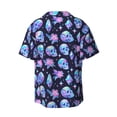 thumbnail image 4 of Balery star Skull flower crystal Men's Casual Button Down Shirt Short Sleeve Textured Summer Cuban Beach Shirts-Medium, 4 of 7