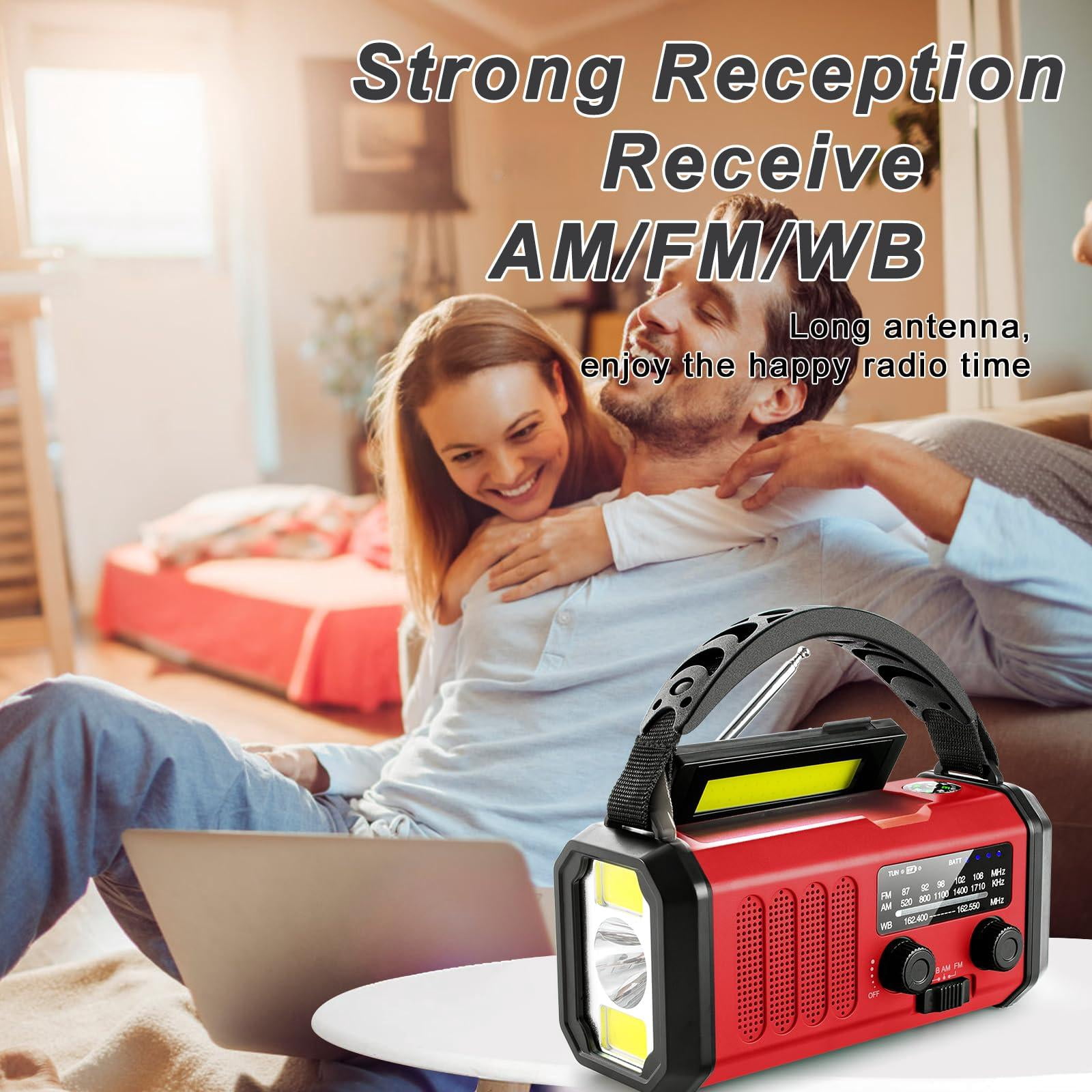 Weather Radio  Emergency Crank Am/fm/noaa Solar/hand Crank/usb Charging 10000mah /37000mwh Rechargeable Flashligh Cell Phone For Hurricanes Camping & Home Emergencies