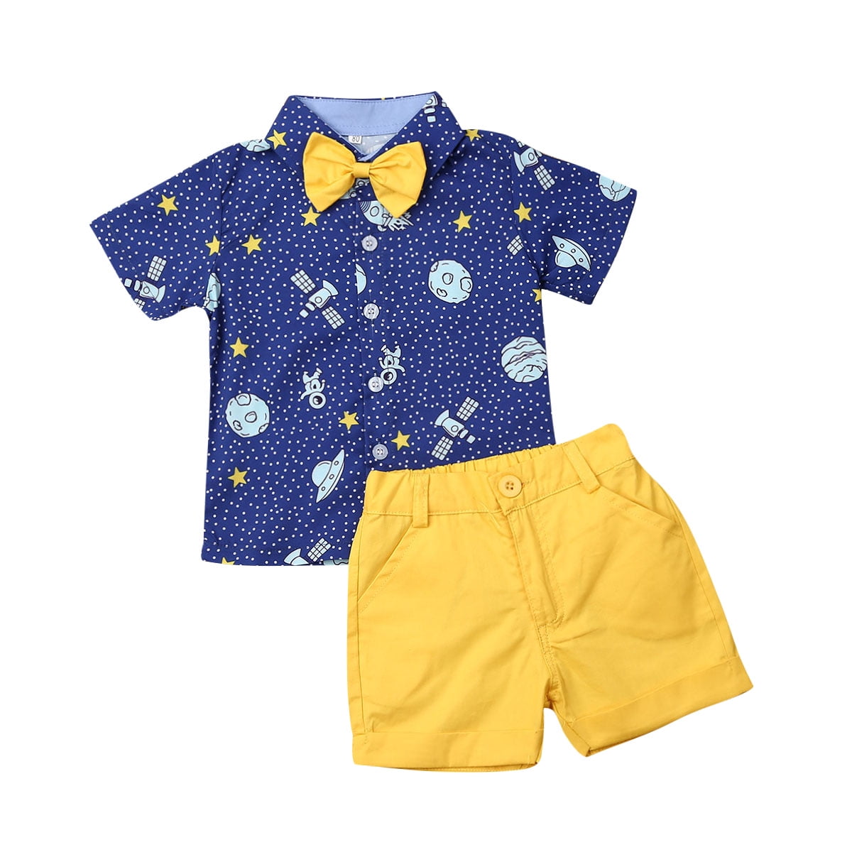 Toddler Kids Baby Boys Gentleman Clothes Set Bow Shirt+Shorts Wedding Party Suit 