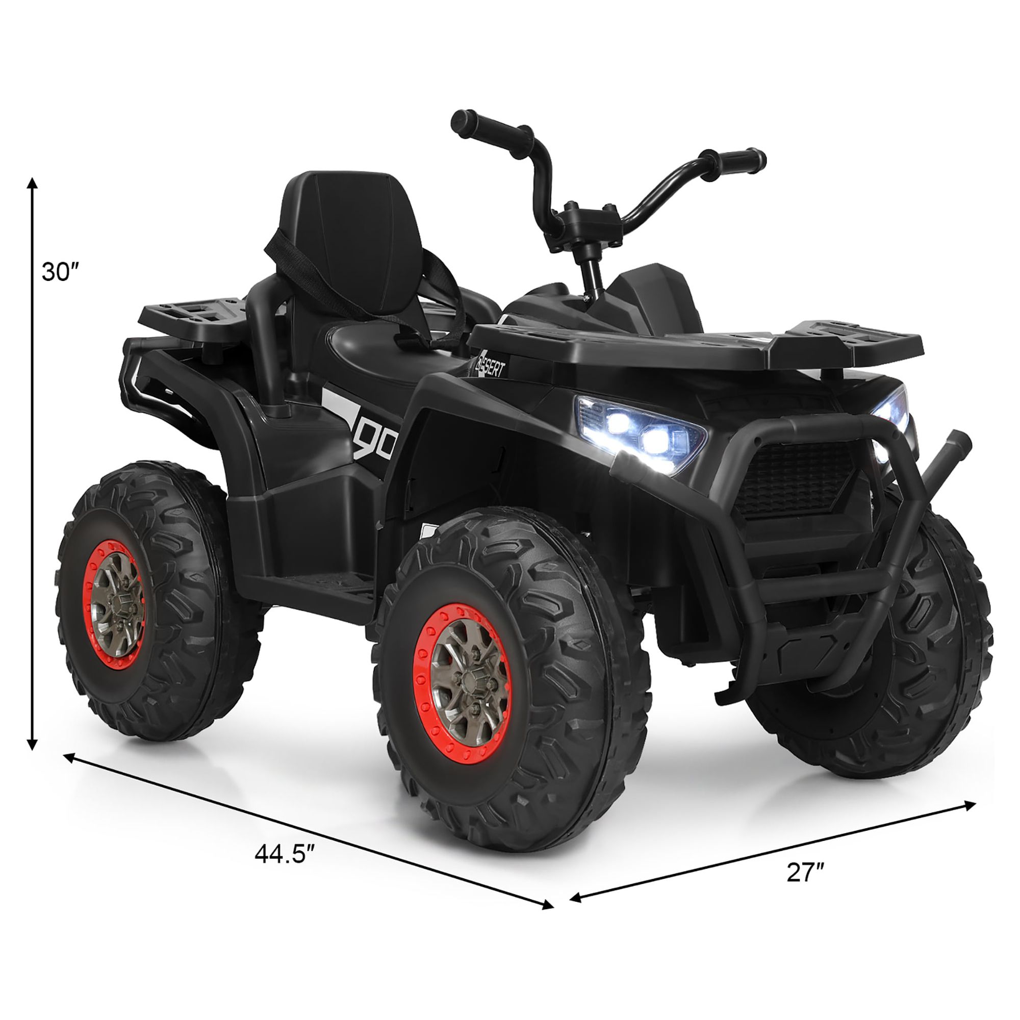 Costway 12V Kids Electric 4-Wheeler ATV Quad 2 Speeds Ride On Car w/MP3&LED Lights Black - image 3 of 9