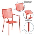 thumbnail image 5 of Flash Furniture Commercial Grade Coral Indoor-Outdoor Steel Patio Arm Chair with Square Back, 5 of 12