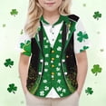 thumbnail image 5 of LEKWK Boys St. Patrick's Day Shirt Faux Leprechaun Vest Graphic Short Sleeve Button Down Top Novelty Irish Costume, 5 of 9