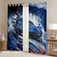 thumbnail image 2 of Castle Fairy Ocean Wave Car Black Out Curtains for Teens, Blue Splash Curtains Pack of 2 (42x63 Each) for Kids Room, Navy and Orange, 2 of 6