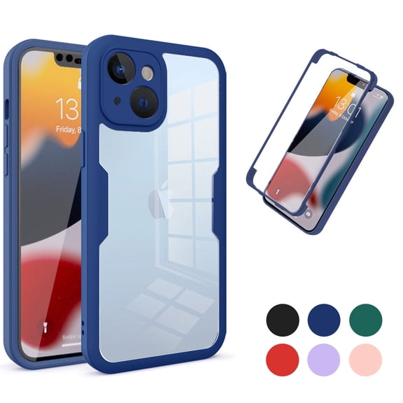 SaniMore iPhone 14 Case with Front Screen Protector, [360 Full Body] [Compatible Magsafe Wireless Charging] Protective Shockproof Bumper Case for iPhone 14 6.1" 2022, Blue