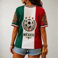 thumbnail image 5 of Mexico 2026 Soccer Cup Fan Jersey for Women, V-Neck Short Sleeve T-Shirt with Flag Color & Soccer Graphic Print, Breathable Casual Sports Tee Pullover Top, 1 PC Red XXXL, 5 of 5