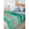 thumbnail image 4 of Twin Size Flat Sheet Only, Green Coastal Soft Brushed Microfiber Bed Sheets, Summer Beach Nautical Abstract Art Hotel Quality Breathable Bedding Top Sheet, Easy Care, 66"x96", 4 of 9