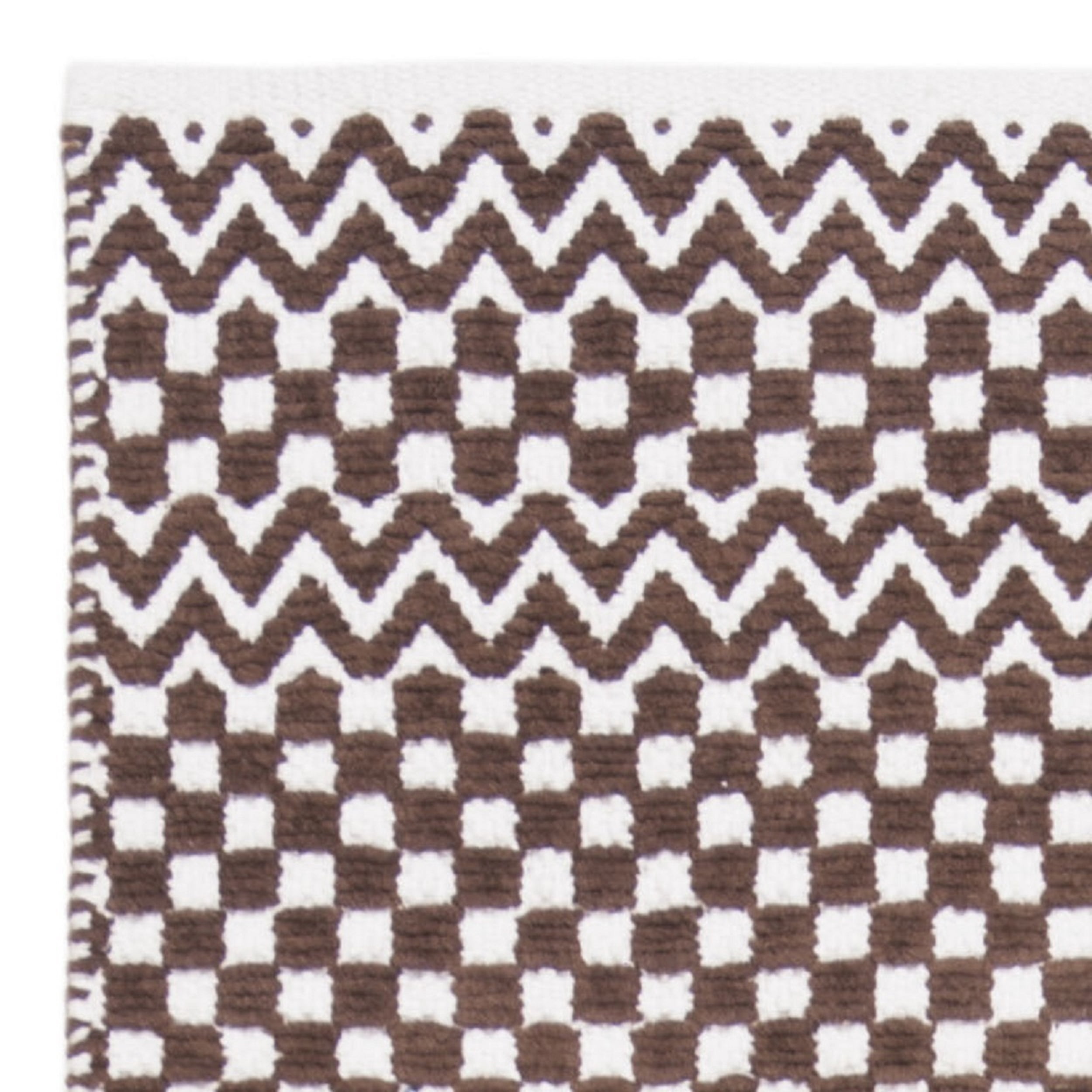 SAFAVIEH Boston Peter Checker Chevron Cotton Runner Rug, Brown, 2'3" x 7'
