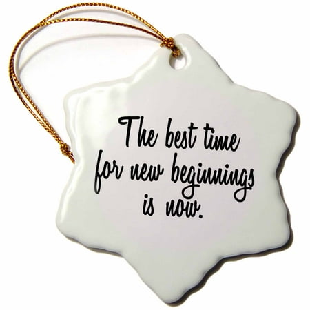 3dRose THE BEST TIME FOR NEW BEGINNINGS IS NOW. - Snowflake Ornament,
