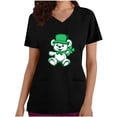 thumbnail image 3 of lcziwo Women's St. Patrick's Day Scrub Tops Fashion V Neck Scrubs Nursing Uniform Summer V Neck Short Sleeve Tshirts with Pockets Black S, 3 of 5