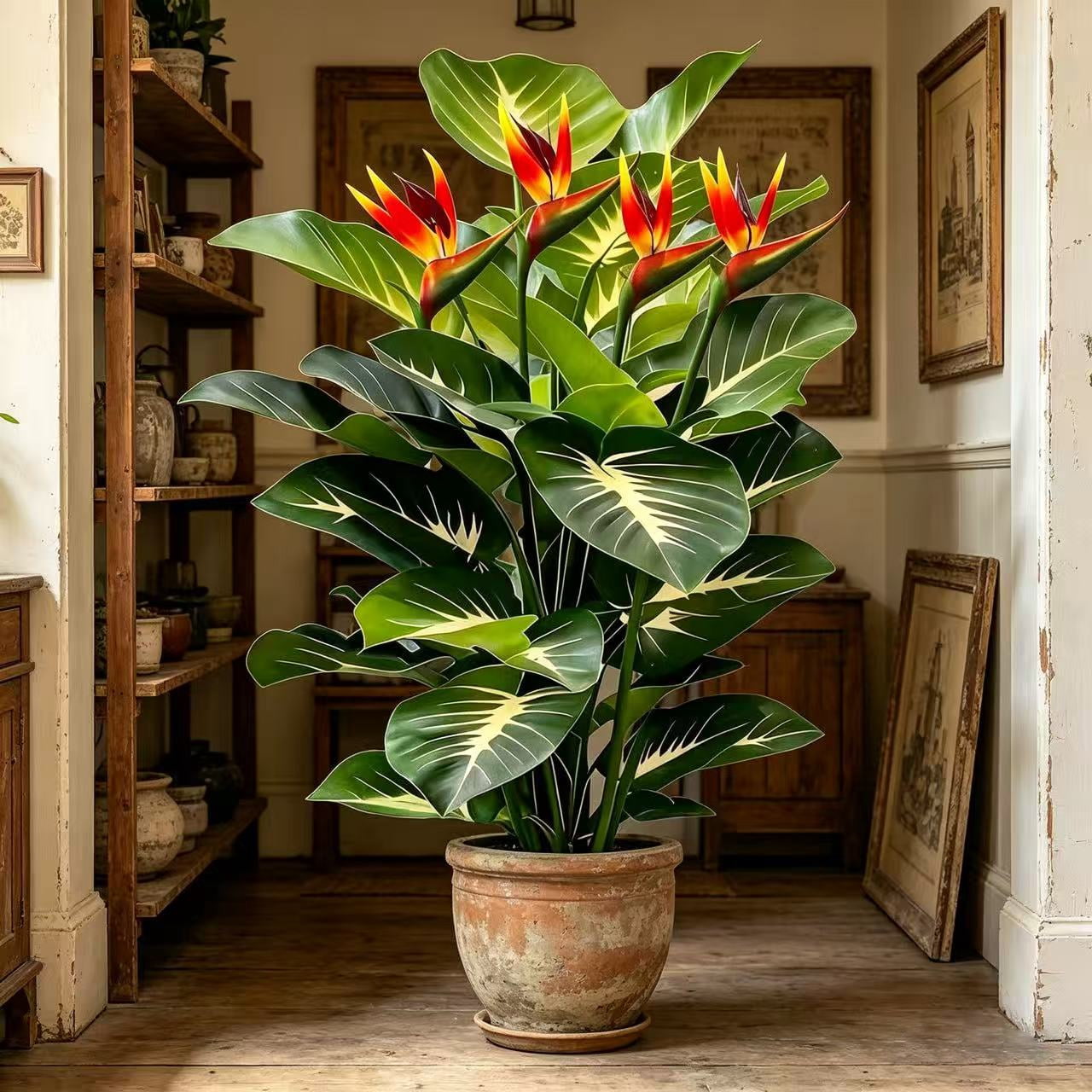 23.62 Inch Artificial Bird of Paradise Plant 2 Pack - Faux Tropical Strelitzia with Flowers, UV Resistant, No Pot Included, for Home Office Living Room Indoor Outdoor Decor